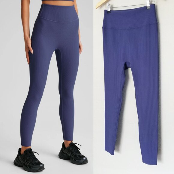 Beyond Yoga Impulse Ribbed Leggings L Eternal Blue $98 High Waist Stretch Active - Picture 16 of 16